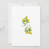 Elegante Watercolor Lemon Kalligraphie Hochzeit Einladung (Rückseite)