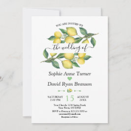 Elegante Watercolor Lemon Mediterrane Hochzeit Einladung