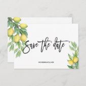 Elegante Watercolor Lemon Tropische Hochzeit Save The Date (Vorne/Hinten)