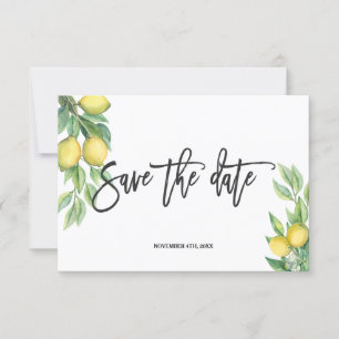 Elegante Watercolor Lemon Tropische Hochzeit Save The Date