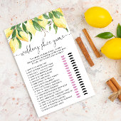 Elegante Watercolor Lemon Wedding Shoe Game Card