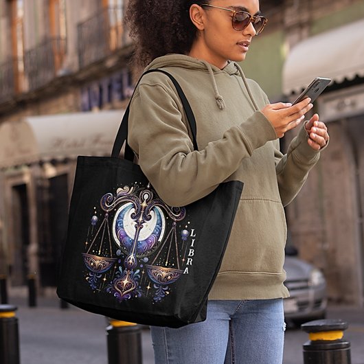 Elegante Watercolor Libra Zodiac Black Tasche