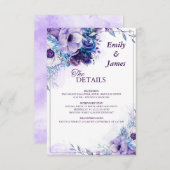 Elegante Watercolor Lila Blumenzwiebeldetails Begleitkarte (Vorne/Hinten)