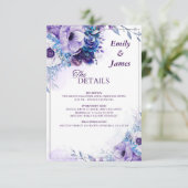 Elegante Watercolor Lila Blumenzwiebeldetails Begleitkarte (Stehend Vorderseite)