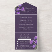 Elegante Watercolor Lila Floral Lilac Wedding All In One Einladung (Innen Boden)