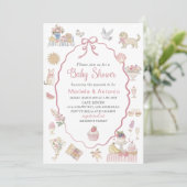 Elegante Watercolor Lilac Blume Baby Shower Invi Einladung (Stehend Vorderseite)