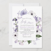 Elegante Watercolor Lilac Blume Kinderdusche Einladung (Vorderseite)