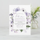 Elegante Watercolor Lilac Blume Kinderdusche Einladung (Stehend Vorderseite)