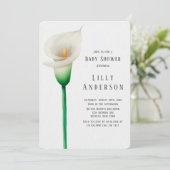 Elegante Watercolor Lilly Babydusche Einladung (Stehend Vorderseite)
