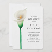 Elegante Watercolor Lilly Babydusche Einladung (Vorderseite)