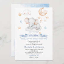 Elegante Watercolor Little Star Elefant Baby Show