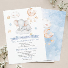 Elegante Watercolor Little Star Elefant Baby Show