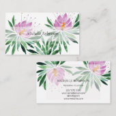 Elegante Watercolor Lotus Blume Beruflich Visitenkarte (Vorne/Hinten)