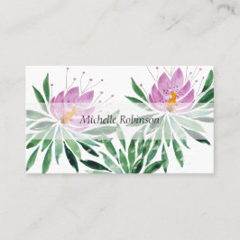 Elegante Watercolor Lotus Blume Beruflich Visitenkarte