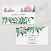 Elegante Watercolor Lotus Blume Beruflich Visitenkarte (Vorne/Hinten)