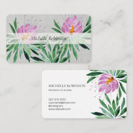 Elegante Watercolor Lotus Blume Beruflich Visitenkarte