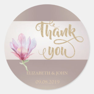 Elegante Watercolor Magnolia Wedding Sticker