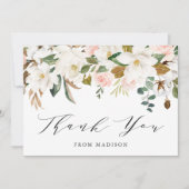 Elegante Watercolor Magnolias Kinderdusche Dankeskarte (Vorderseite)