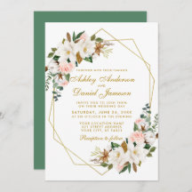 Elegante Watercolor Magnolias Rose Hochzeit Gold