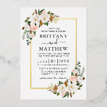 Elegante Watercolor Magnolias Rose Hochzeit Gold