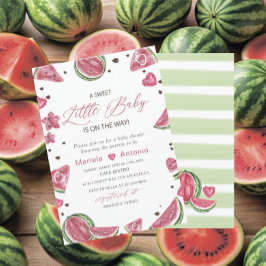 Elegante Watercolor Melon Babydusche Einladung