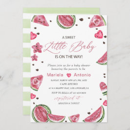Elegante Watercolor Melon Babydusche Einladung