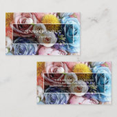 Elegante Watercolor-Mit BlumenRosen-moderne Visitenkarte (Vorne/Hinten)