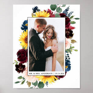 Elegante Watercolor Mixed Floral Wedding Poster