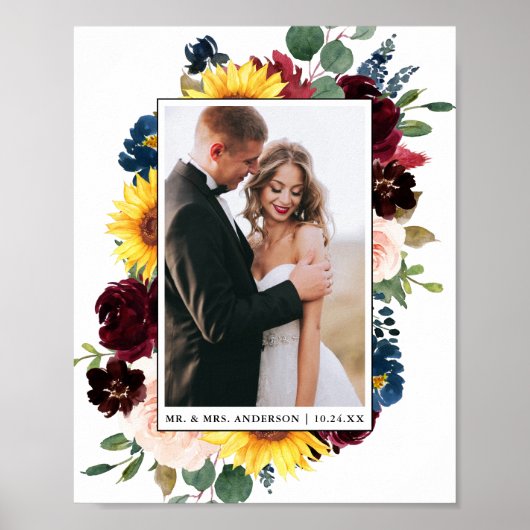 Elegante Watercolor Mixed Floral Wedding Poster (Vorne)