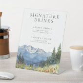 Elegante Watercolor Mountain Signature Drinks Sockelschild (In SItu)