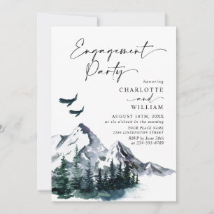 Elegante Watercolor Mountains Engagement Party Einladung