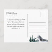 Elegante Watercolor Mountains Forest Vielen Dank Postkarte (Rückseite)