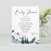 Elegante Watercolor Mountains NEUTRAL Baby Shower  Einladung (Stehend Vorderseite)