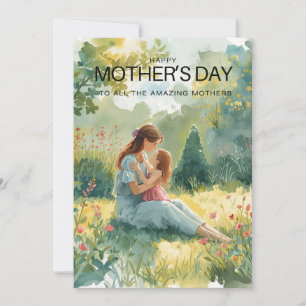 Elegante Watercolor Muttertags-Karte   Florale Gar Karte