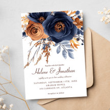 Elegante Watercolor Navy Blaue Terracotta Hochzeit