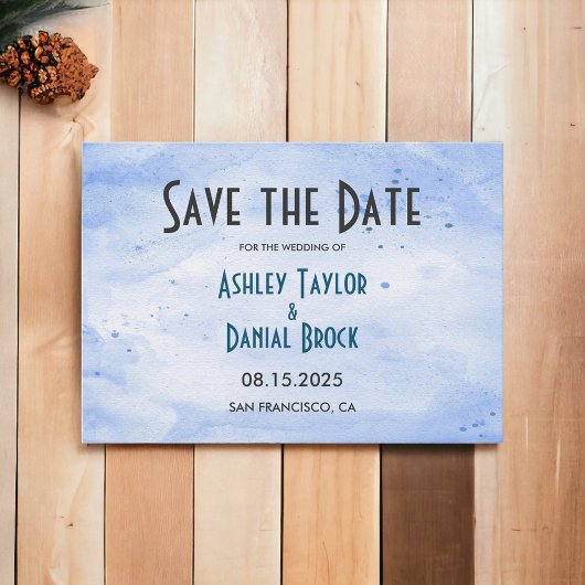 Elegante Watercolor Navy Blauer Klassiker Rustikal Save The Date