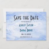 Elegante Watercolor Navy Blauer Klassiker Rustikal Save The Date (Vorderseite)