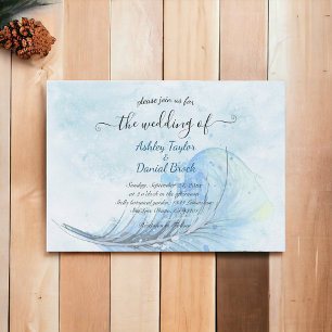 Elegante Watercolor Navy Blue Script Moderne Hochz Einladung