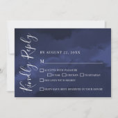 Elegante Watercolor Navy Blue Wedding RSVP Card Einladung (Vorderseite)
