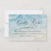 Elegante Watercolor Ocean Beach Script Hochzeit RSVP Karte (Vorderseite)