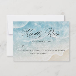 Elegante Watercolor Ocean Beach Script Hochzeit RSVP Karte