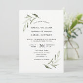 Elegante Watercolor Olive Green Leaf Wedding Einladung (Stehend Vorderseite)