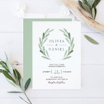 Elegante Watercolor Olive Leaf Wreath Green Weddin Einladung<br><div class="desc">Rustikale und einfache Hochzeitseinladung mit Aquarellblumenillustrierung mit Olivenzweigen Kranz. Dies ist ideal für Frühlings- und Sommerveranstaltungen. Für eine erweiterte Anpassung dieses Designs,  klicken Sie bitte auf den Button "Anpassen" oben! Matching-Elemente sind ebenfalls verfügbar.</div>