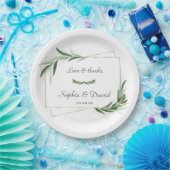 Elegante Watercolor Olivenweg Pappteller (Party)