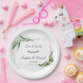 Elegante Watercolor Olivenweg Pappteller (Party)