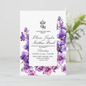 Elegante Watercolor Orchids Lux Wedding Einladung (Stehend Vorderseite)