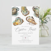 Elegante Watercolor Oyster Roast Engagement Party Einladung (Stehend Vorderseite)