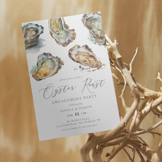 Elegante Watercolor Oyster Roast Engagement Party Einladung