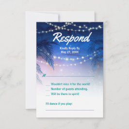 Elegante Watercolor Palm Tree Beach Hochzeit RSVP Karte