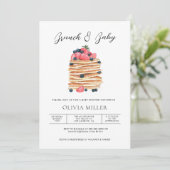 Elegante Watercolor Pancakes Brunch & Baby Dusche Einladung (Stehend Vorderseite)